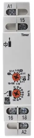 Produktfoto 1 von RS PRO LEIN Zeitrelais, DIN-Hutschiene 230 V dc 12V ac, 230 V ac, 0.1 s to 100 h, 1 Kont. 1, 1-poliger Umschalter