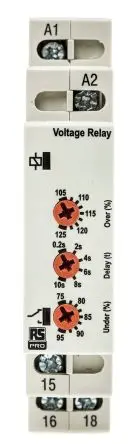 Produktfoto 1 von RS PRO L Überwachungsrelais 1-phasig, 1-poliger Umschalter DIN-Hutschiene