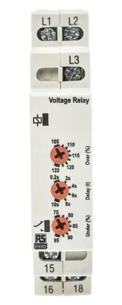 Produktfoto 1 von RS PRO L Überwachungsrelais 3-phasig, 1-poliger Umschalter DIN-Hutschiene