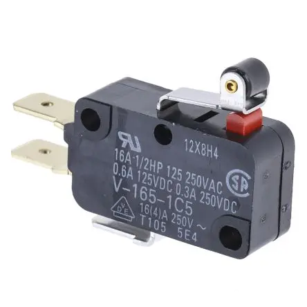 Produktfoto 1 von Omron Mikroschalter Kurzer Rollenhebel-Betätiger Stecker, 1-poliger Umschalter, 250 V ac, 16A IP40 1.96N -25 °C - 80 °C