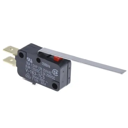 Produktfoto 1 von Omron Mikroschalter Langer Blatthebel-Betätiger Stecker, 1-poliger Umschalter, 250 V ac, 250 V dc, 16A IP40 1.96N -25 °C
