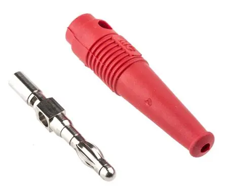 Produktfoto 1 von Staubli 4 mm Stecker Rot Bananenstecker, Kontakt Nickel, 30 V, 60V dc 32A Lot
