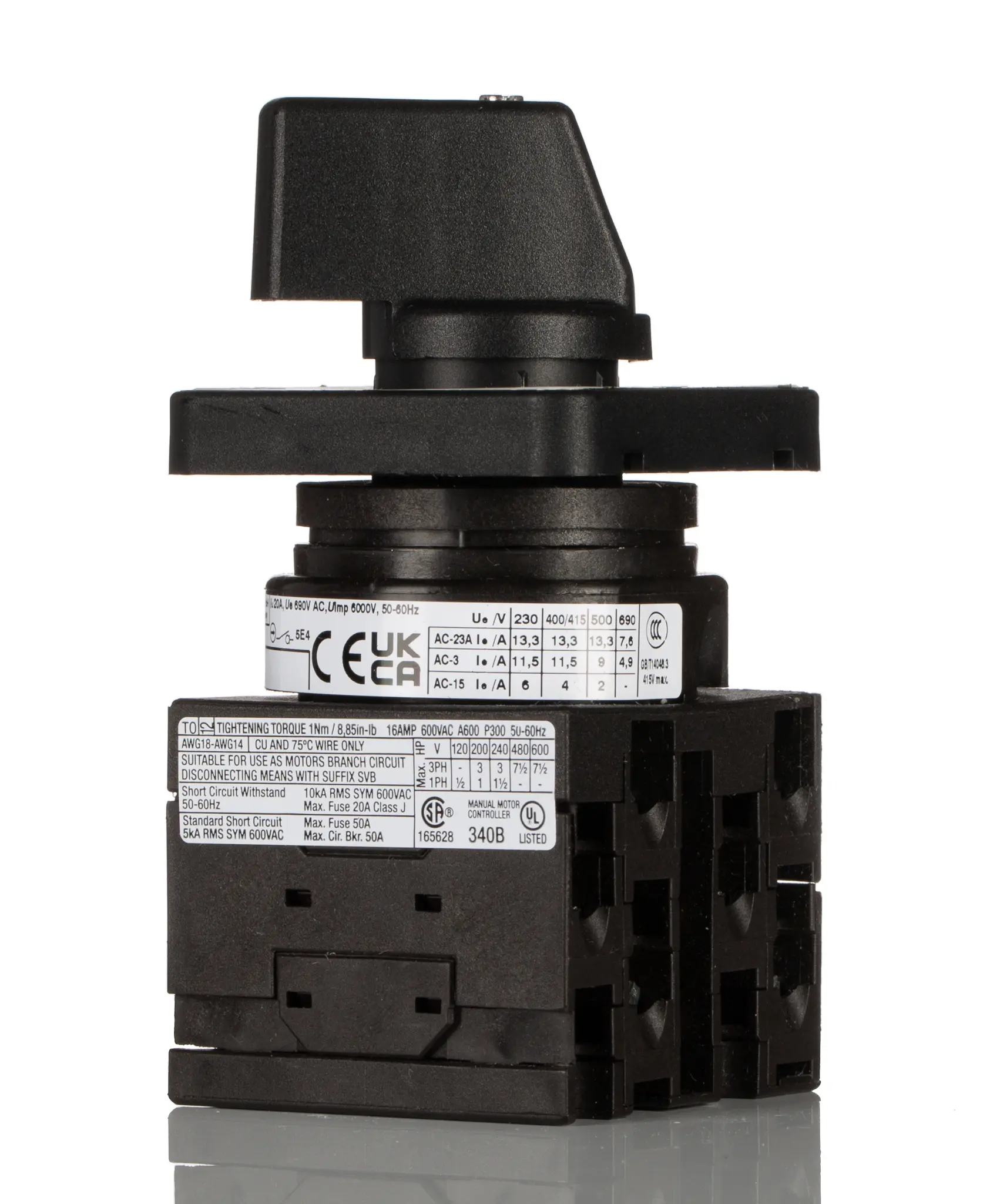 Produktfoto 1 von Eaton Nockenschalter, 3-poliger Schließer / 20A, 3 Schließer, 690V ac, 1, 3-phasig, 2-Stufen Schraub, 90°-Wurfwinkel