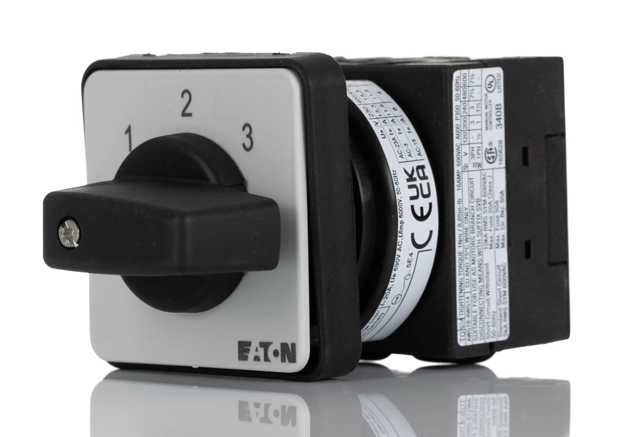 Produktfoto 1 von Eaton Nockenschalter, SPST / 20A, Schließer, 690V ac, 1, 3-phasig, 4-Stufen Schraub, 45°-Wurfwinkel