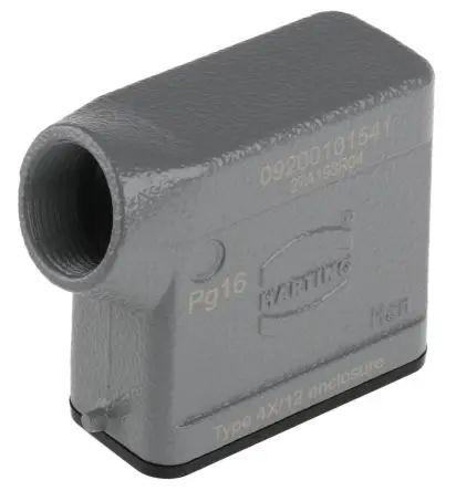 Produktfoto 1 von HARTING Han A Kappe für robusten Stromversorgungsstecker 1 Hebel 1, Anschlusshaube 10A Steckverbinderkappe, IP65
