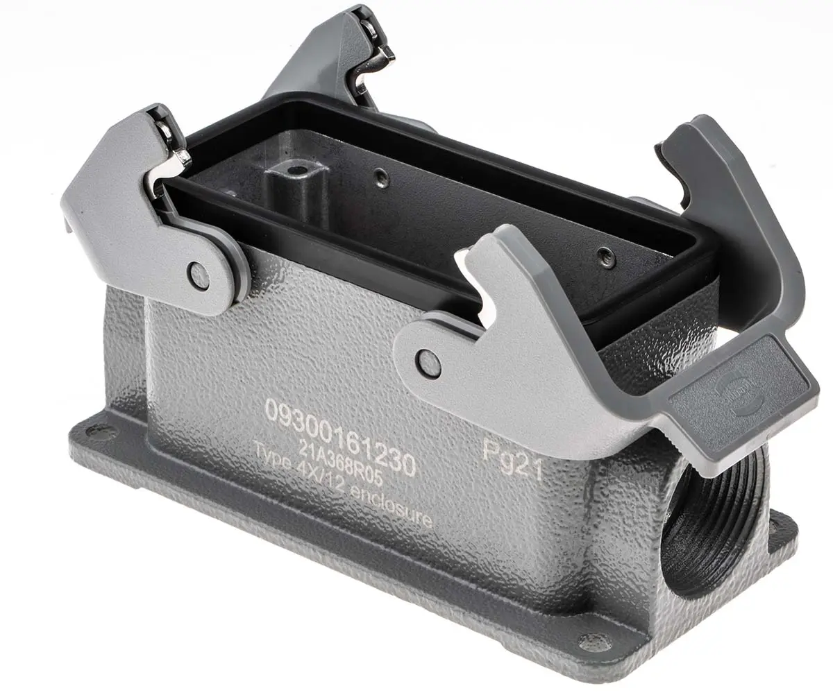 Produktfoto 1 von HARTING Han B Gehäuse für robusten Stromversorgungsstecker 2 Hebel 2, Oberfläche 16B Steckverbindergehäuse, IP65