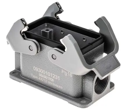 Produktfoto 1 von HARTING Han B Gehäuse für robusten Stromversorgungsstecker 2 Hebel 2, Oberfläche 10B Steckverbindergehäuse, IP65