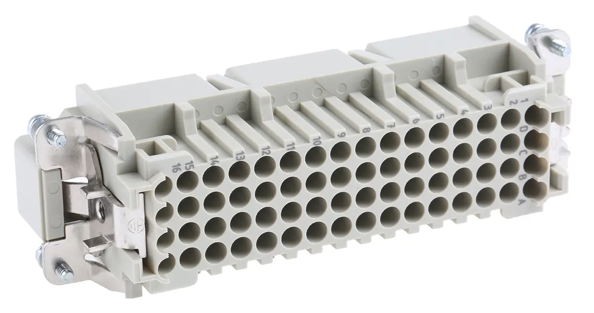 Produktfoto 1 von Harting Han D Leistungssteckverbinder, Stecker gerade, 64 Kontakte 4-reihig, 250 V / 10A