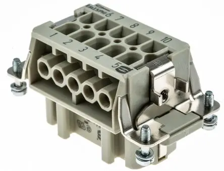 Produktfoto 1 von HARTING Han E Industrie-Steckverbinder Kontakteinsatz Buchse, 10-polig 16A, Kabel, Steckverbindereinsatz