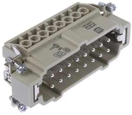 Produktfoto 1 von HARTING Han E Industrie-Steckverbinder Kontakteinsatz Stecker, 16-polig 16A, Kabel, Steckverbindereinsatz