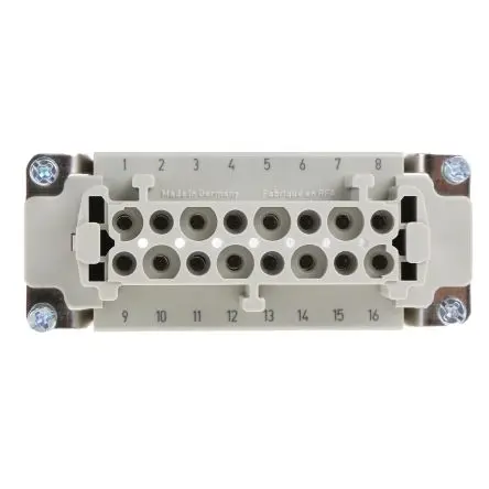 Produktfoto 1 von HARTING Han E Industrie-Steckverbinder Kontakteinsatz Buchse, 16-polig 16A, Kabel, Steckverbindereinsatz