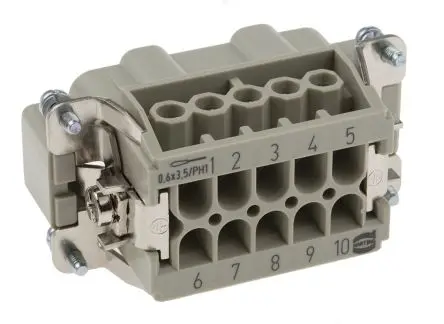 Produktfoto 1 von HARTING Han E Industrie-Steckverbinder Kontakteinsatz Stecker, 10-polig 16A, Kabel, Steckverbindereinsatz