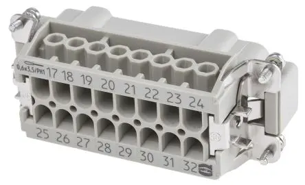 Produktfoto 1 von HARTING Han E Industrie-Steckverbinder Kontakteinsatz Stecker, 16-polig 16A, Kabel, Steckverbindereinsatz