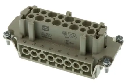 Produktfoto 1 von HARTING Han E Industrie-Steckverbinder Kontakteinsatz Buchse, 32-polig 16A, Kabel, Steckverbindereinsatz