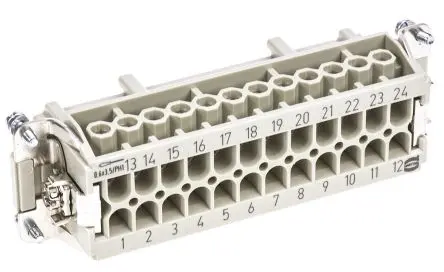Produktfoto 1 von HARTING Han E Industrie-Steckverbinder Kontakteinsatz Buchse, 24-polig 16A, Kabel, Steckverbindereinsatz