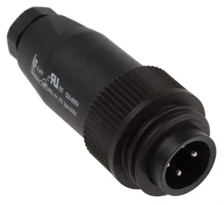 Produktfoto 1 von binder 693 29 mm RD24 Rundsteckverbinder Stecker 4-polig Stecker 16A Kabel IP65, IP67