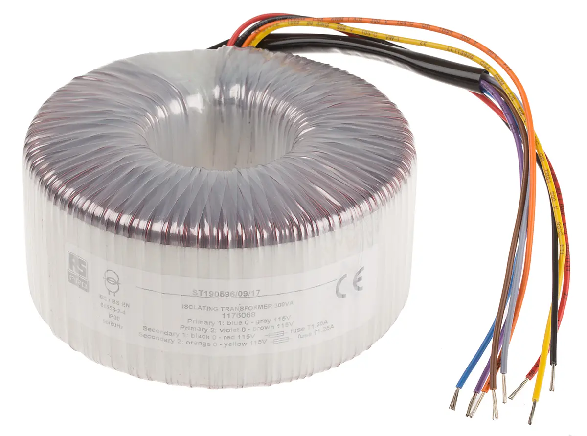 Produktfoto 1 von RS PRO Ringkerntransformator, Primär 2 x 115 V ac / Sekundär 2 x 115 V ac 2  Ausg. 300 VA 2.7 kg 60 Hz 50 Hz