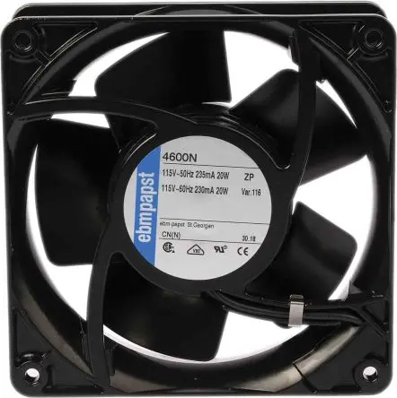 Produktfoto 1 von ebm-papst 4000 N Axiallüfter, Hülse, 115V ac / 18 W 157 mA, 3100 U/min, 180 m³/h IP20 119 mm 119mm 38 mm