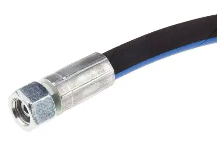 Produktfoto 1 von RS PRO Hydraulikschlauch, konfektioniert Synthetisches Gummi Innen ø 6.35 mm, 362mm, max. 400 bar, 100 °C, -40 °C