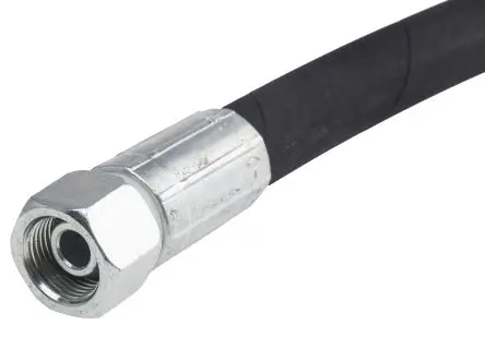 Produktfoto 1 von RS PRO Hydraulikschlauch, konfektioniert Synthetisches Gummi Innen ø 12.7 mm, 656mm, max. 275 bar, 100 °C, -40 °C