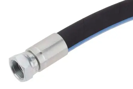 Produktfoto 1 von RS PRO Hydraulikschlauch, konfektioniert Synthetisches Gummi Innen ø 9.53 mm, 1.96m, max. 330 bar, 100 °C, -40 °C