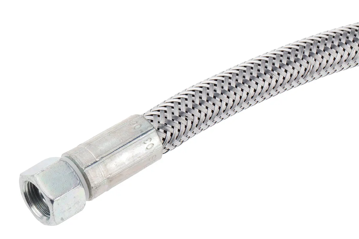 Produktfoto 1 von RS PRO Hydraulikschlauch, konfektioniert, außen Metallgeflecht Innen ø 9.53 mm, 1 m, max. 155 bar, 121 °C, -40 °C