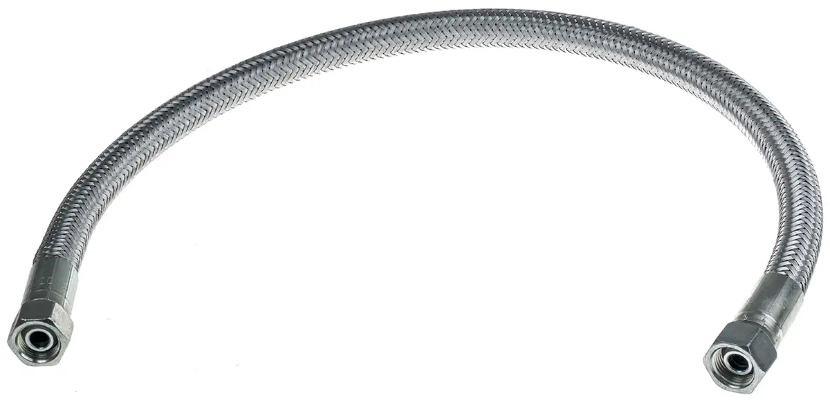 Produktfoto 1 von RS PRO Hydraulikschlauch, konfektioniert, außen Metallgeflecht Innen ø 12.7 mm, 750 mm, max. 140 bar, 121 °C, -40 °C