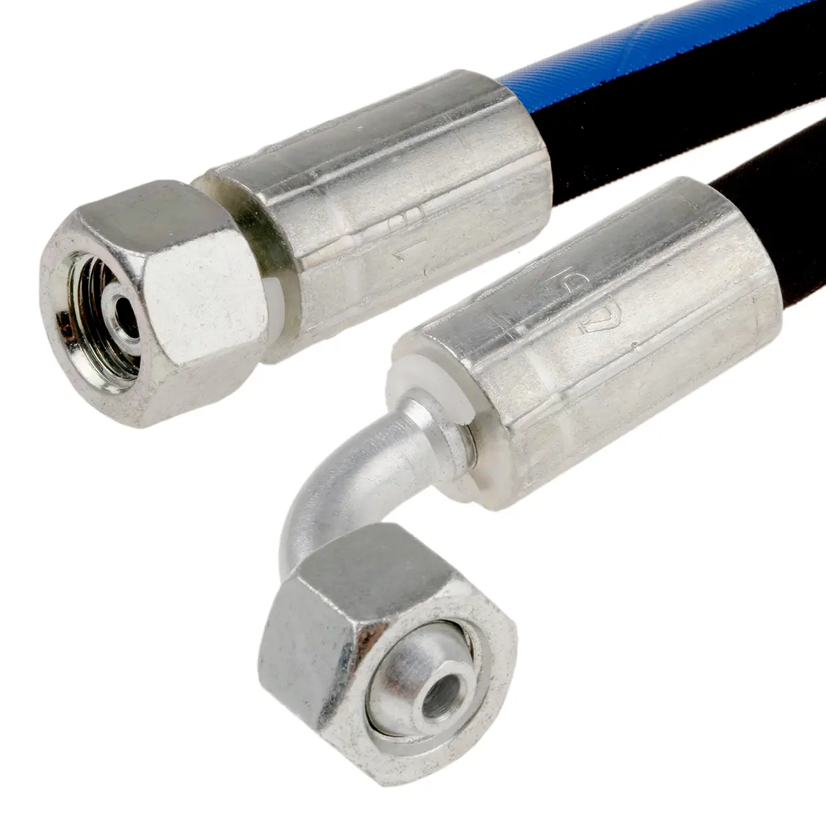 Produktfoto 1 von RS PRO Hydraulikschlauch, konfektioniert Synthetisches Gummi Innen ø 6.35 mm, 962 mm, max. 400 bar, 100 °C, -40 °C