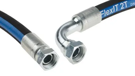 Produktfoto 1 von RS PRO Hydraulikschlauch, konfektioniert Synthetisches Gummi Innen ø 19.05 mm, 754 mm, max. 215 bar, 100 °C, -40 °C