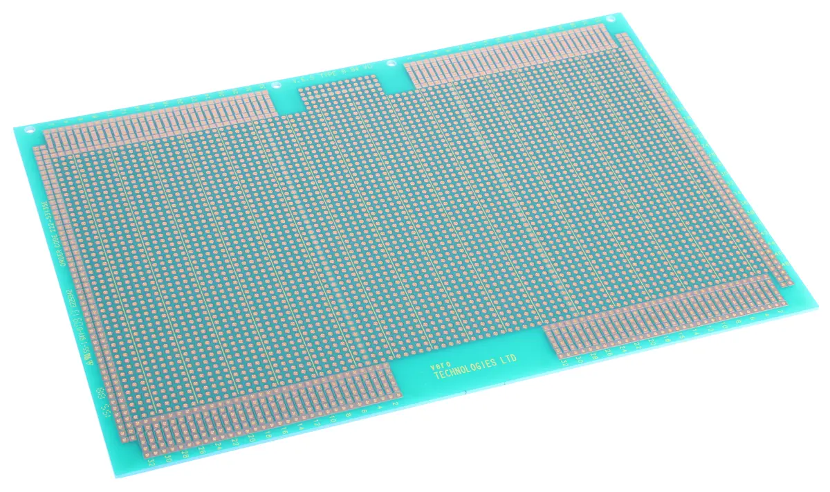 Produktfoto 1 von RS PRO Lochrasterplatine 2, Raster 2.54 mm, PCB-Bohrung 1.02 mm Quadratisches Pad 233.4 mm Epoxid Glasfaser-Laminat FR4