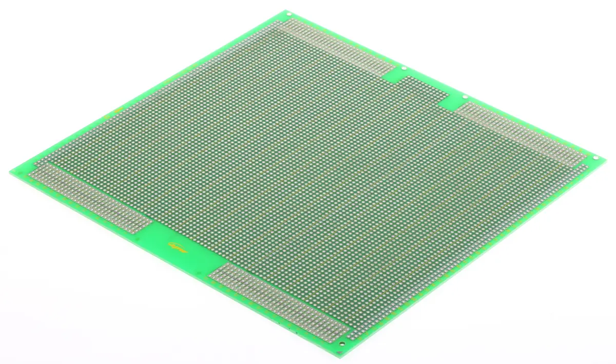 Produktfoto 1 von RS PRO Lochrasterplatine 2, Raster 2.54 mm, PCB-Bohrung 1.02 mm Pth Quadratisches Pad 233.4 mm Epoxid Glasfaser-Laminat