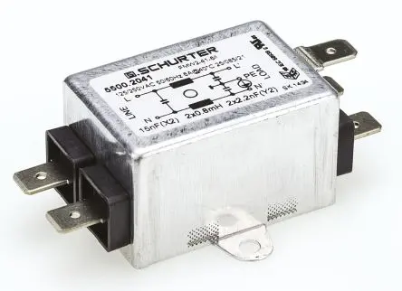 Schurter FMW2 Entstörfilter, 250V ac, 6 A, Frontplattenmontage, Lötanschluss, 1-phasig 0.25 mA / 60Hz 1 Zustände