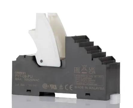 Produktfoto 1 von Omron Relaissockel zur Verwendung mit Mehrzweckrelais der Serie MY PYF, 8 -Kontakt, DIN-Hutschiene, 250V ac