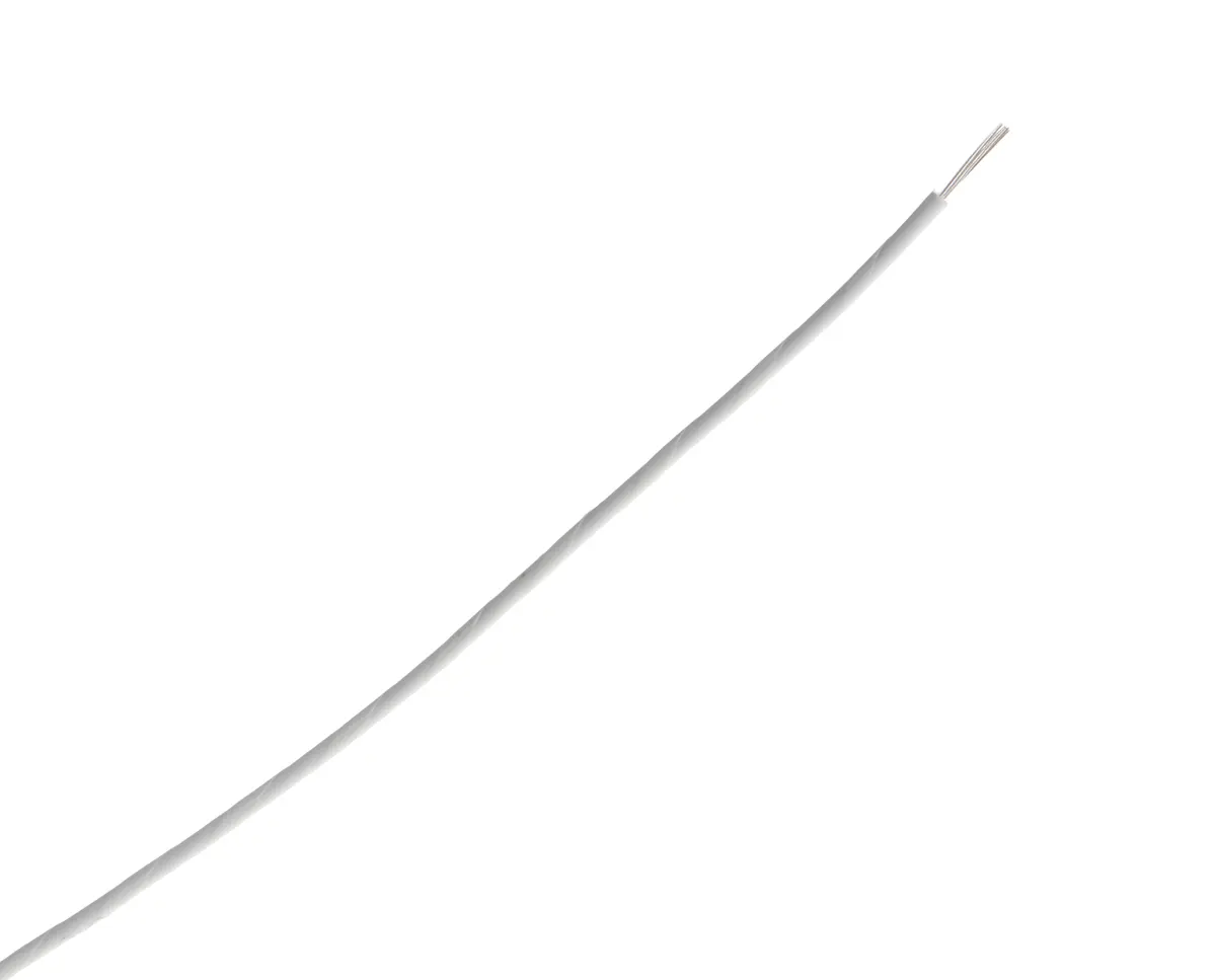 Produktfoto 1 von RS PRO Einzeladerleitung 0,2 mm², 24 AWG 100m Weiß Polyamid isoliert Ø 0.96mm 19/0,12 mm Litzen