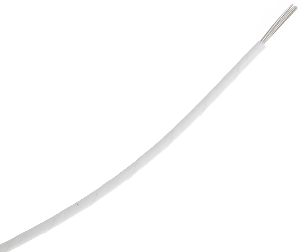 Produktfoto 1 von RS PRO Einzeladerleitung 2,1 mm², 14 AWG 100m Weiß Polyamid isoliert Ø 2.24mm 37/0,25 mm Litzen