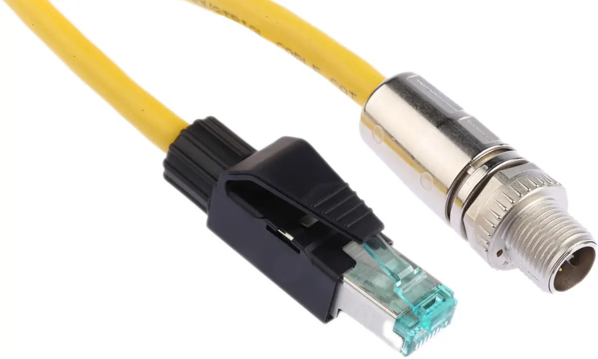 Produktfoto 1 von HARTING M12 Cat6a Ethernet-Kabel, 2 m, Gelb, A Gerade Stecker, B Gerade Stecker Abgeschirmt, Polyurethan
