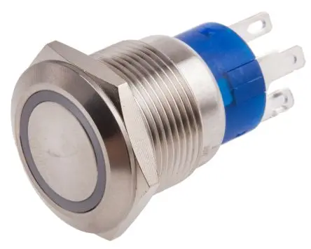 Produktfoto 1 von RS PRO Druckschalter Gelb Beleuchtet Tastend Panel Ø 19.2 mm, 1-poliger Umschalter / 5A 12 V dc 250 V ac, IP67