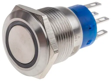 Produktfoto 1 von RS PRO Druckschalter Weiß Beleuchtet Tastend Panel Ø 19.2 mm, 2-poliger Umschalter / 5A 12 V dc 250 V ac, IP67