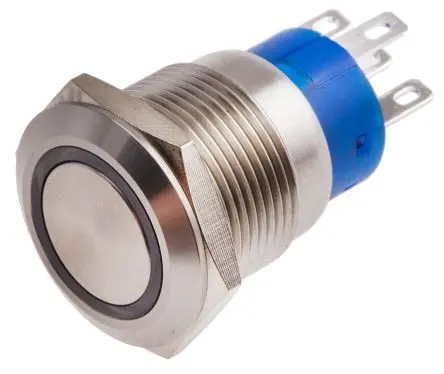 Produktfoto 1 von RS PRO Druckschalter Rot Beleuchtet Rastend Panel Ø 19.2 mm, 1-poliger Umschalter / 5A 12 V dc 250 V ac, IP67