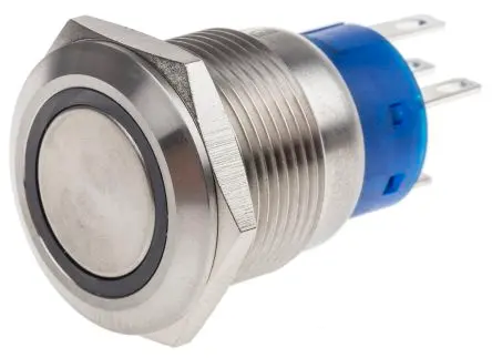 Produktfoto 1 von RS PRO Druckschalter Gelb Beleuchtet Tastend Panel Ø 19.2 mm, 1-poliger Umschalter / 5A 12 V dc 250 V ac, IP67