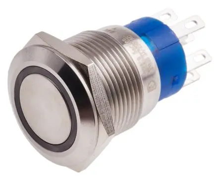 Produktfoto 1 von RS PRO Druckschalter Gelb Beleuchtet Tastend Panel Ø 19.2 mm, 2-poliger Umschalter / 5A 12 V dc 250 V ac, IP67