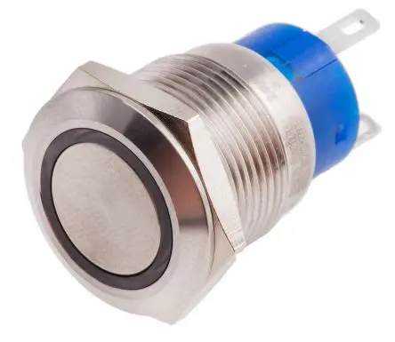 Produktfoto 1 von RS PRO Druckschalter Grün Beleuchtet Rastend Panel Ø 19.2 mm, 1-poliger Umschalter / 5A 250 V ac, IP67