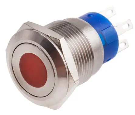 Produktfoto 1 von RS PRO Druckschalter Rot Beleuchtet Tastend Panel Ø 19.2 mm, 1-poliger Umschalter / 5A 250 V ac, IP67