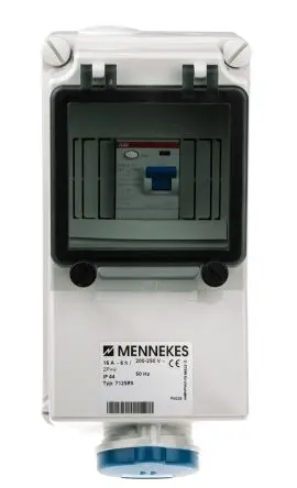 Produktfoto 1 von MENNEKES Leistungssteckverbinder Blau, 230V 3P / 16A, Wand IP44