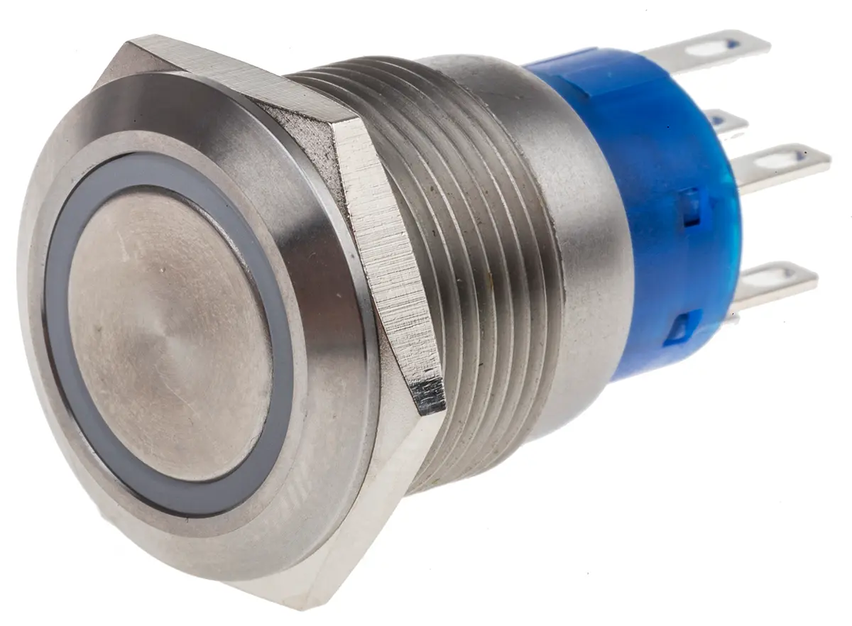 Produktfoto 1 von RS PRO Druckschalter Gelb Beleuchtet Tastend Panel Ø 19.2 mm, 2-poliger Umschalter / 5 A 250 V ac, IP40