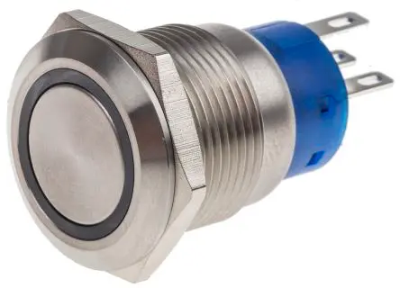 Produktfoto 1 von RS PRO Druckschalter Rot Beleuchtet Rastend Panel Ø 19.2 mm, 1-poliger Umschalter / 5A 250 V ac, IP67
