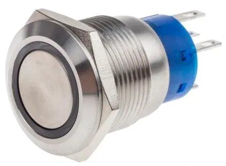 Produktfoto 1 von RS PRO Druckschalter Gelb Beleuchtet Rastend Panel Ø 19.2 mm, 1-poliger Umschalter / 5A 12 V dc 250 V ac, IP67