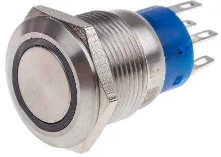 Produktfoto 1 von RS PRO Druckschalter Gelb Beleuchtet Rastend Panel Ø 19.2 mm, 2-poliger Umschalter / 5A 250 V ac, IP67
