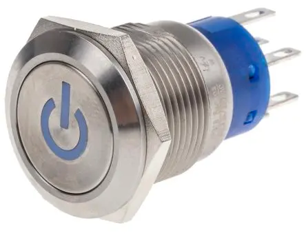 Produktfoto 1 von RS PRO Druckschalter Weiß Beleuchtet Rastend Panel Ø 19 mm, 2-poliger Umschalter / 5A 12 V dc 250 V ac, IP67