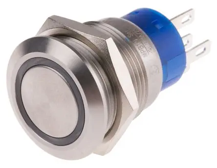 Produktfoto 1 von RS PRO Druckschalter Weiß Beleuchtet Tastend Panel Ø 19.2 mm, 1-poliger Umschalter / 5A 12 V dc 250 V ac, IP67